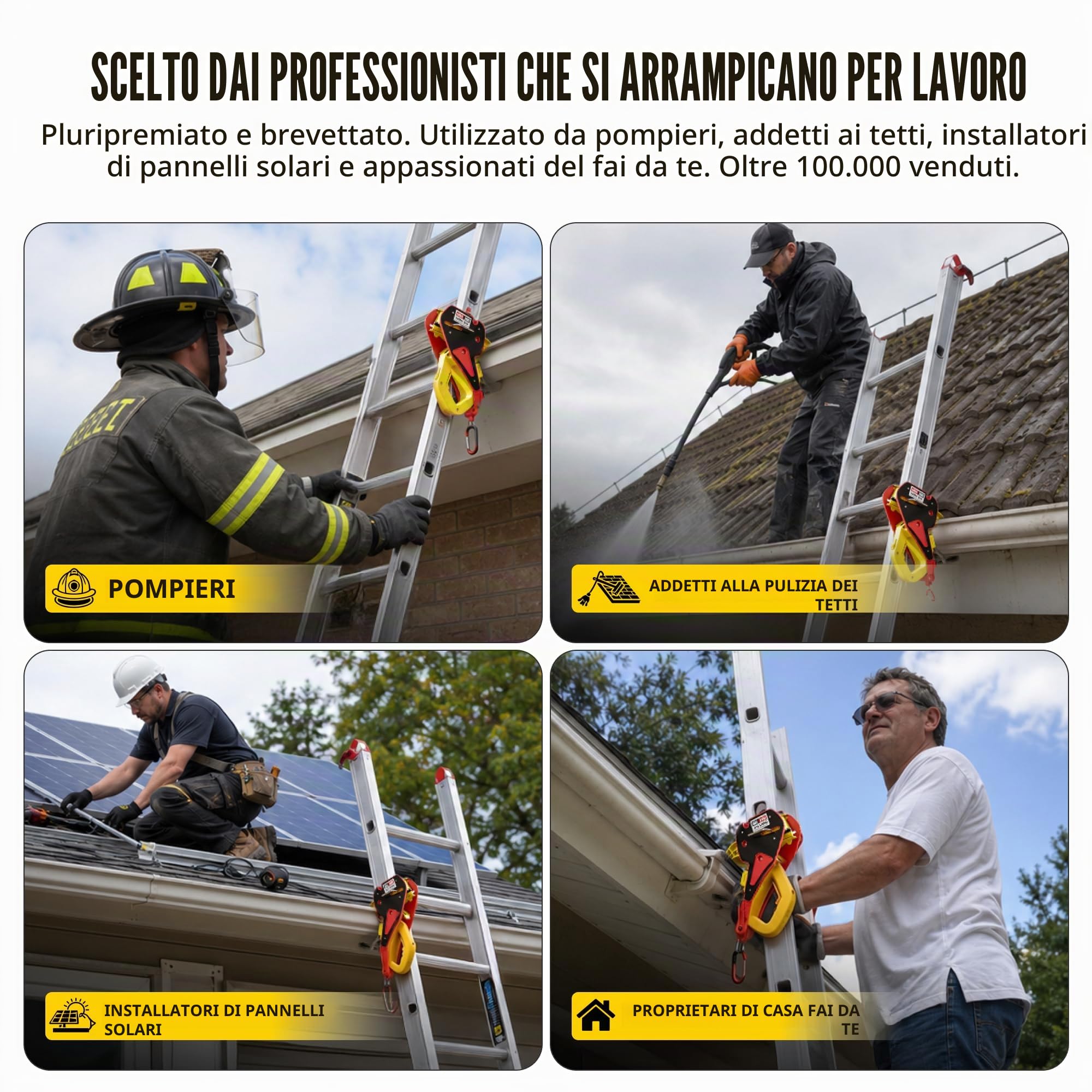 Lock Jaw Blocco scala anticaduta - Ferma scala montaggio rapido - Ladder grip per sicurezza sul lavoro - Accessori per scala - Blocca scala