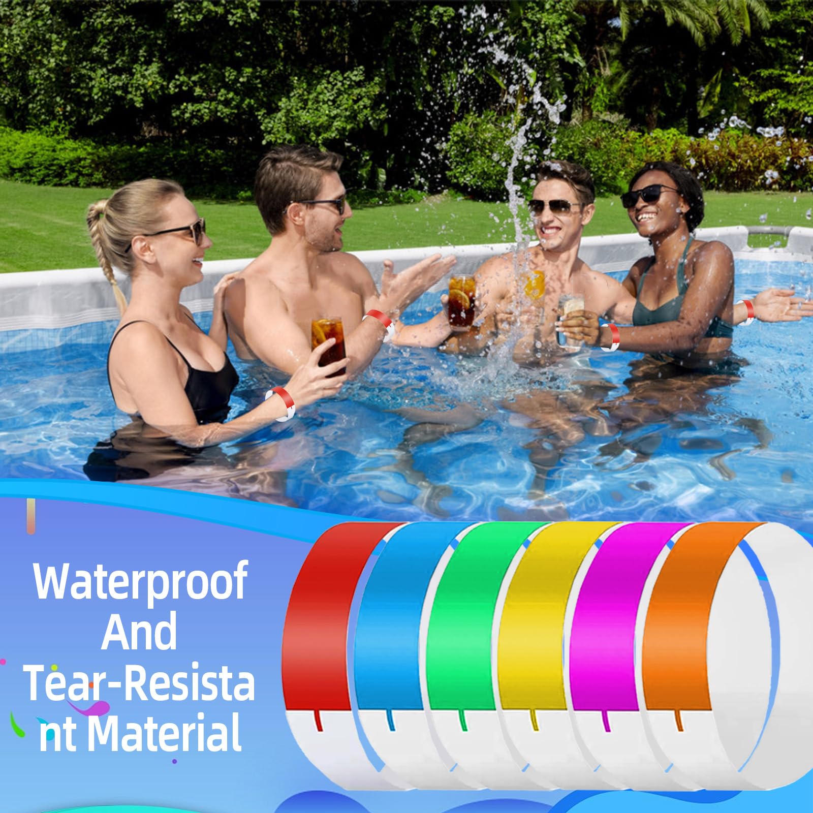 1000Pcs Wristbands for Events, Waterproof Paper Neon Wristbands Party Bands for Events - Colorful Wrist Bands for Event, 10 Colors Entrance Wrist Bands for Events Music Festival Concert Contest - Image 3