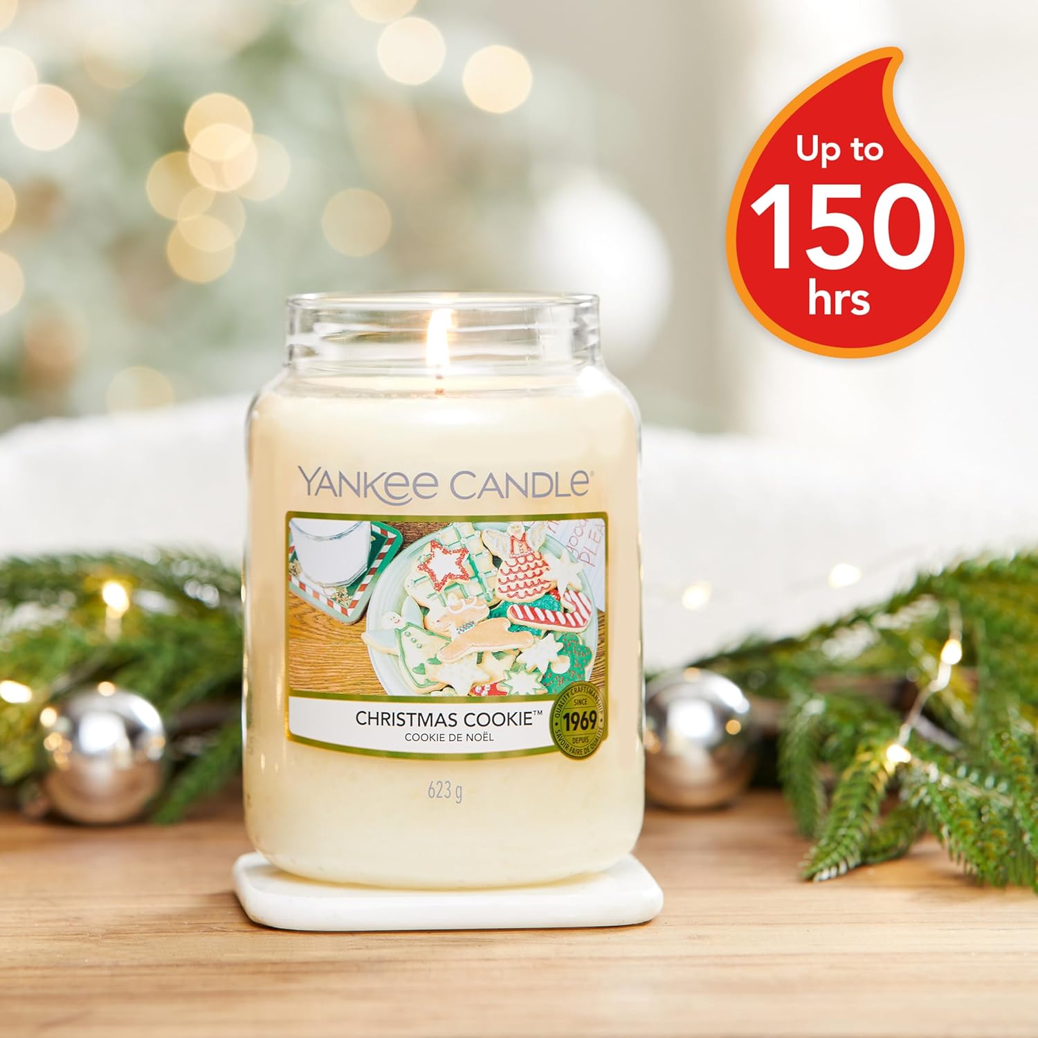 Yankee Candle Duftkerze im Glas (groß) | Christmas Cookie | Kerze mit langer Brenndauer bis zu 150 Stunden | Perfekte Geschenke für Frauen