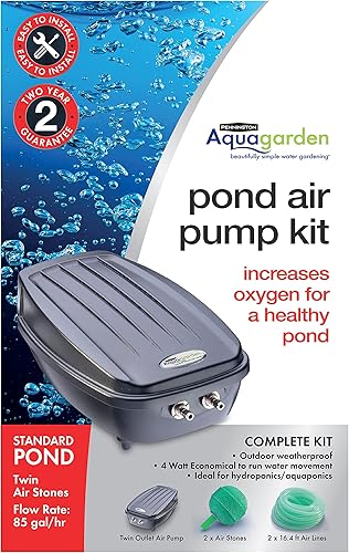 Aquagarden, kit de bomba de aire para estanque, bomba de aire a prueba de intemperie para exteriores, oxigenador de estanque de salida doble, Inc 2