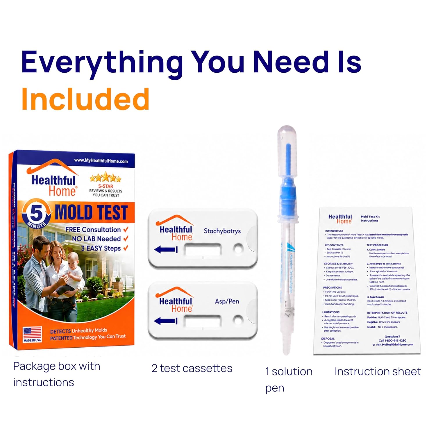 Healthful Home 5-Minute Mold Test Kit - Easy At-Home Mold Detection for Aspergillus/Penicillium & Stachybotrys, DIY Testing for Indoor Air & Moist Areas, No Lab Required, Includes Expert Consultation