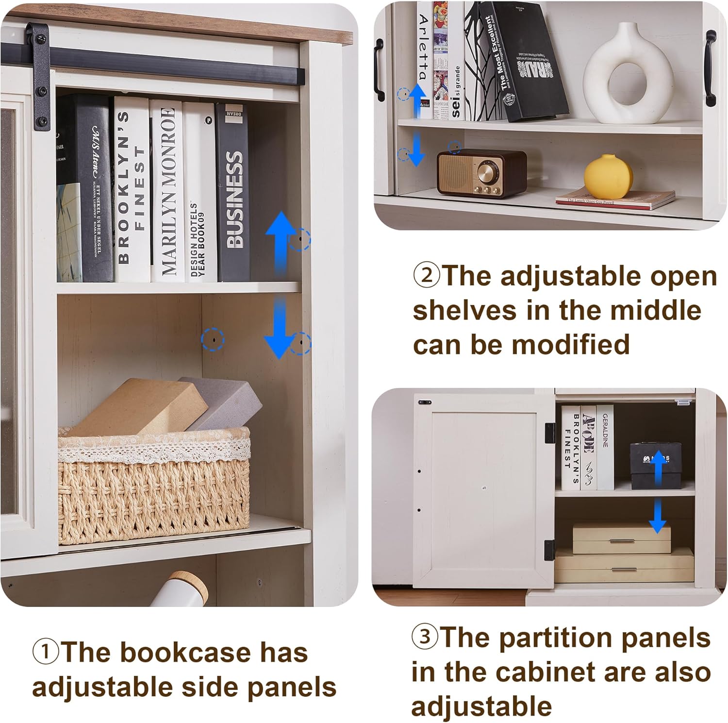 60" Farmhouse L-Shaped Executive Desk with Hutch,Secretary Desk with Hutch,Charging Station,Lockable Drawer, Adjustable File Cabinet & Shelves for Home Office
