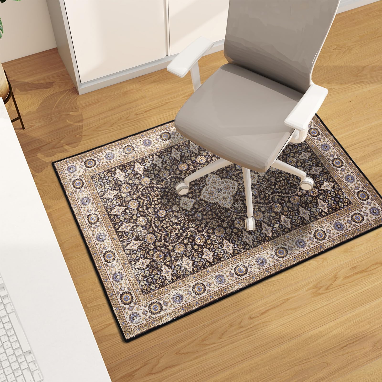 Office Chair Mat for Hardwood Floor, 48"x36" Easy Glide Computer Desk Mat Protector for Rolling Chair Under Desk Rug Nonslip Backing, Machine Wash (Modern)