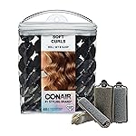 Conair Foam Hair Rollers - Heatless Curlers - Heatless Curls -Foam Rollers - Black & Gray - Assorted Sizes - 48 Count w/storage case