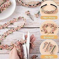 Vista 4 de OIIKI 5 Yards Flower Trim Ribbon, Wedding Lace Fabric, Rose Embroidered Trim Polyester for Wedding Appliques Sewing Craft