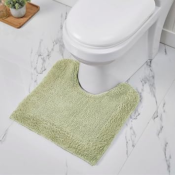 Better Trends Contour Bath Rug 100% Cotton Ultra Soft Water Absorbent, Reversible, Quick Dry Bath Mat, Washable Bath Mats for Bathroom, 20" x 20" Bathroom Rug Sage Edge Collection