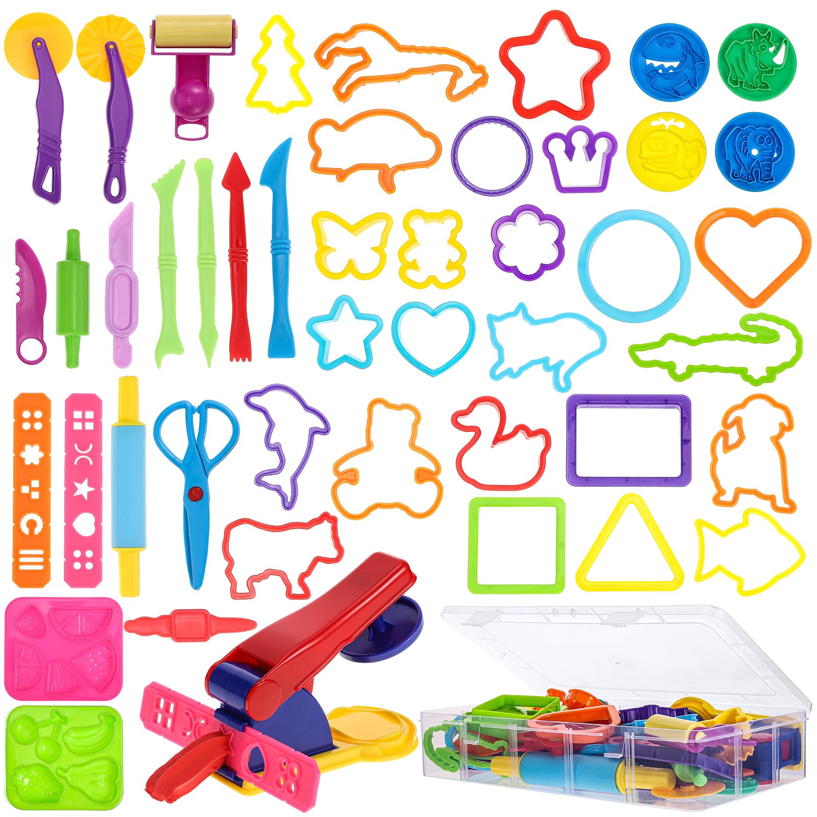 46 Pcs Clay Dough Tool Kit, Plastic DIY Clay Dough Modelling Tools Set Rollers and Cutters for Kids(Random Color)
