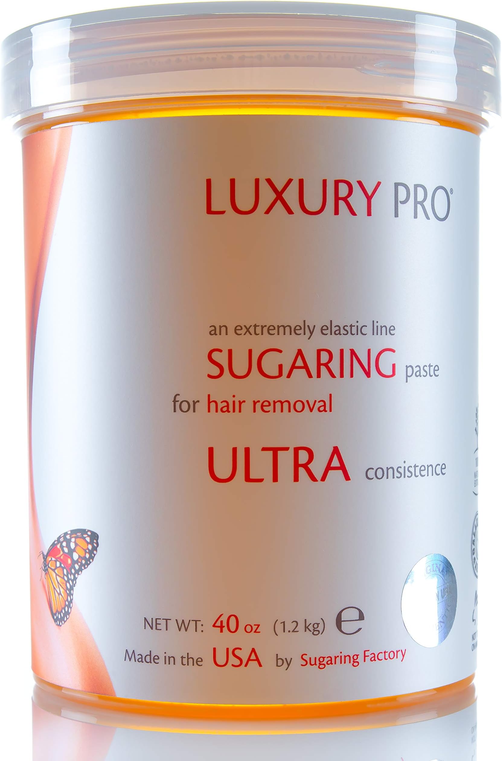 Sugaring Paste Luxury Pro Organic Hair Removal - Medium - Ultra Paste for All body parts 40 oz / 2.5 lbs - Sugar Wax Hair Remover - Professional Skills Required