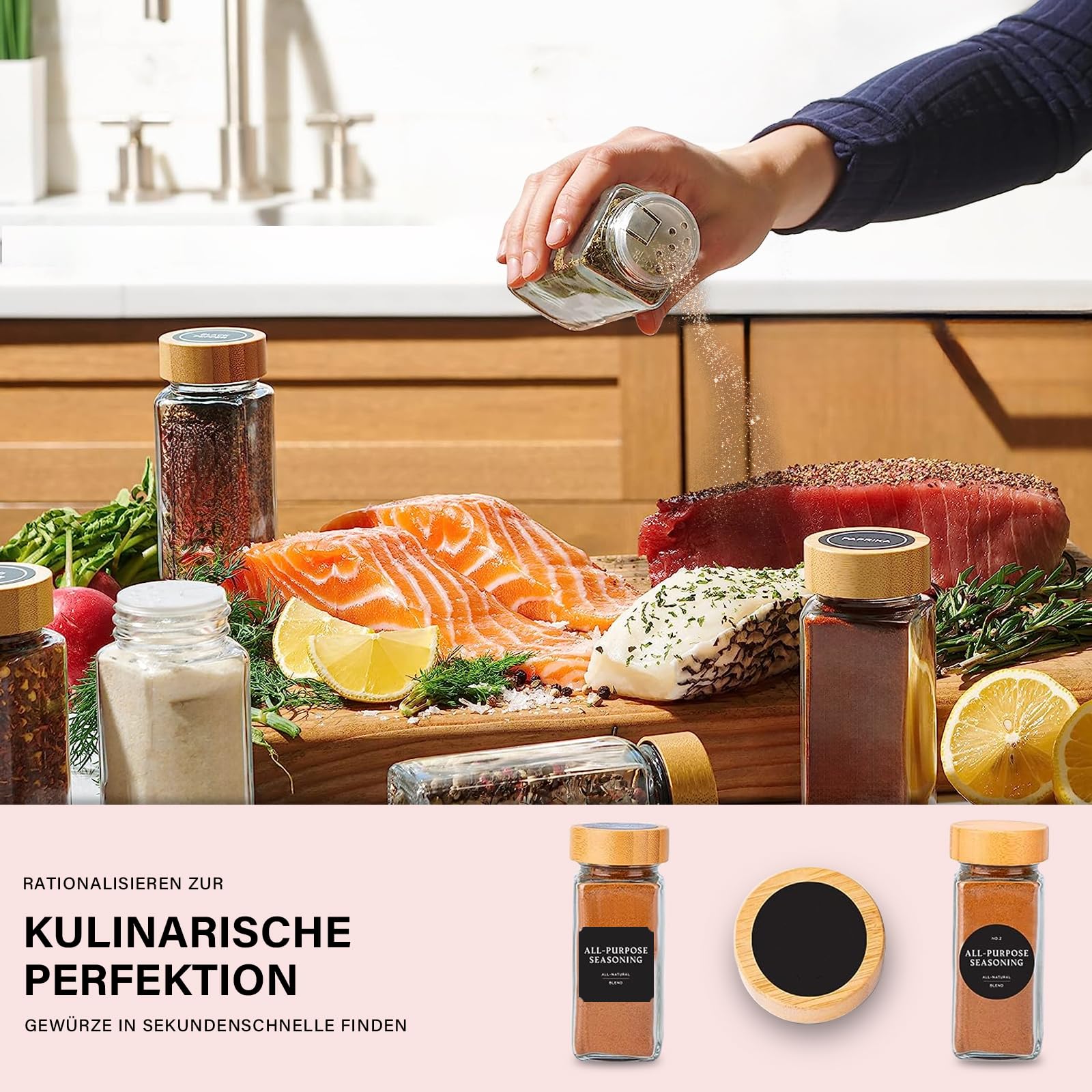 24 Pièces Pot a Epices en Verre et Bois,120 ml Bocaux à Épices,Pots à Épices Cuisine,Pot Epices Verre avec Tamis Étiquettes Brosser Entonnoir,Bocaux Epices pour Rangement des Épices Cuisine