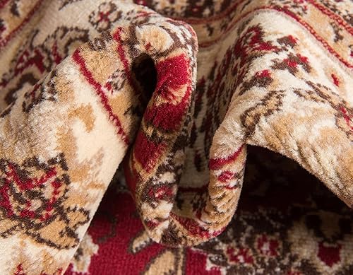 Miniatura 7 de Unique Loom Sialk Hill Collection - Alfombra de área - Washington (2 pies x 6 pies 1 pulgada, color borgoñacrema)