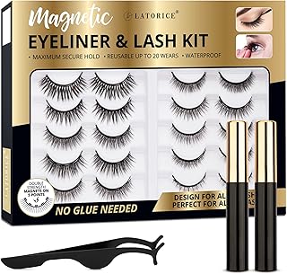 Magnetic Eyelashes, Magnetic Eyelashes Kit Magnetic Eyeliner 3D and 5D different Lengths&Densities Magnetic Eyelashes Magnetic Lashliner For Use with Magnetic False Lashes Natural Look-No Glue Needed (10-Pairs)