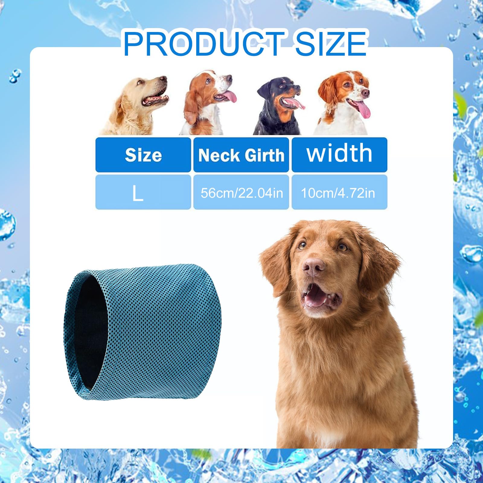 Collare refrigerante per cani traspirante bandana rinfrescante sciarpa estiva blu