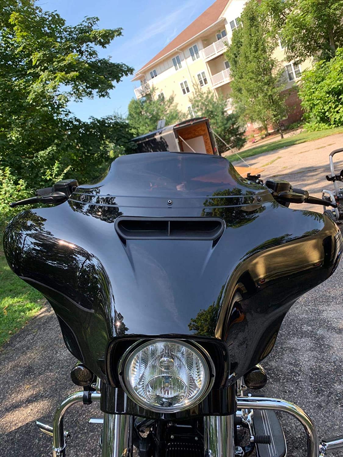 Windschutzscheiben-Splitter, 12,7 cm, schwarz, Wellen-Design, kompatibel für Touring Electra Glide Street Glide 2014 2015 2016 2017 2018 2019 2020