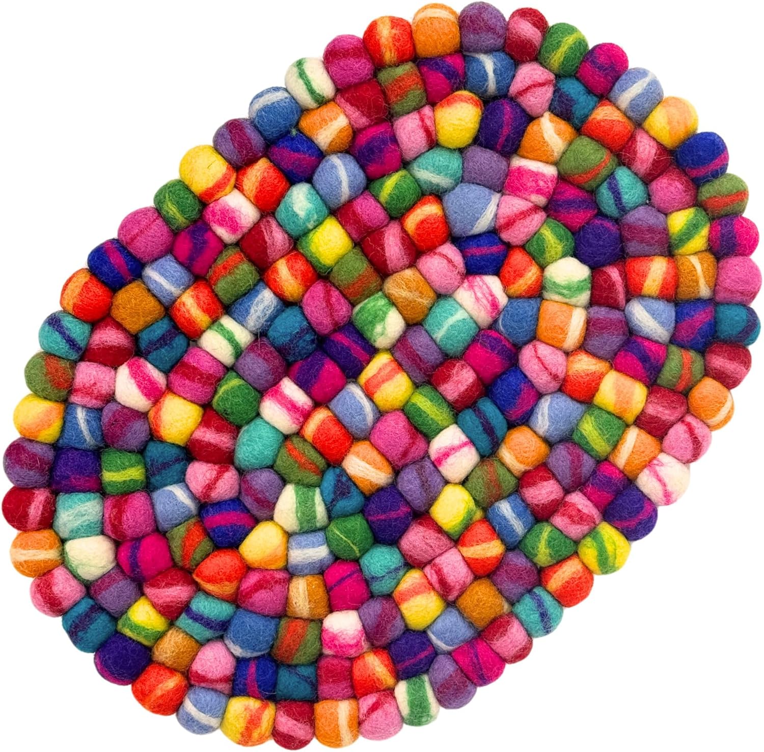 Global Crafts Felt Casserole Trivet, Harvest - Wool Trivet - Handmade Table Protector, Heather Gray