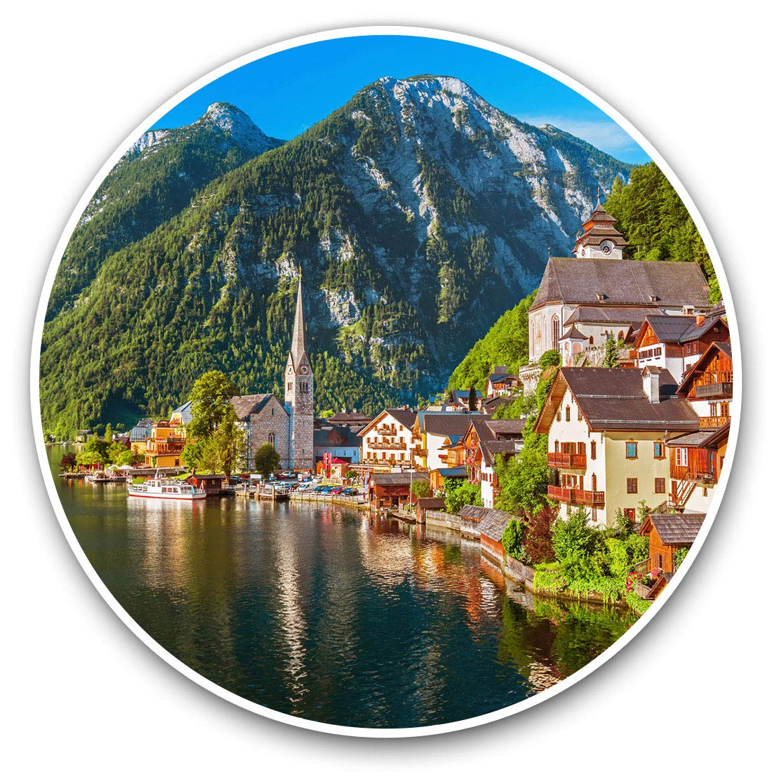 Destination Vinyl Ltd Hallstatt Austrian Alps 12560 Vinyl Stickers (Set Of 2) 7.5Cm - Hallstatt Austrian Alps #12560
