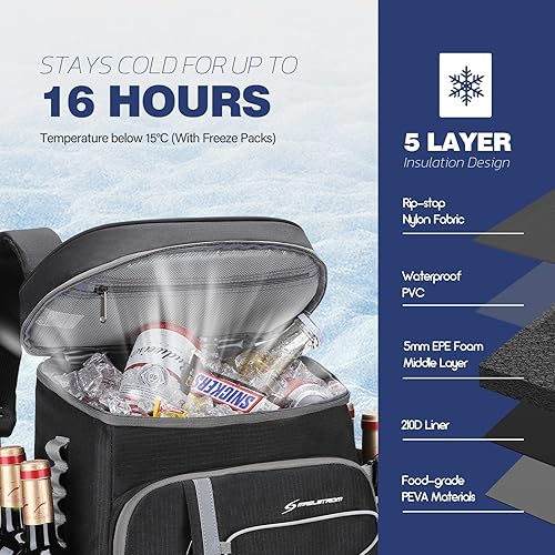Miniatura 41 de Maelstrom Mochila enfriadora - Bolsa de almuerzo suave aislada para 35/50 latas para camping, playa, senderismo y compras Azul