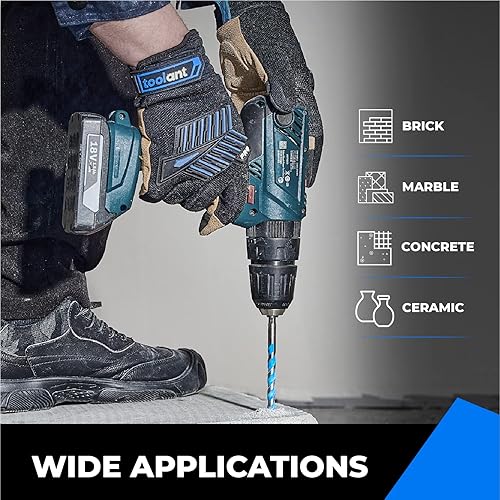 Miniatura 6 de toolant Juego de brocas de hormigón de 516 pulgadas y juego de brocas de mampostería, juego de brocas de martillo hexagonal a prueba de golpes para