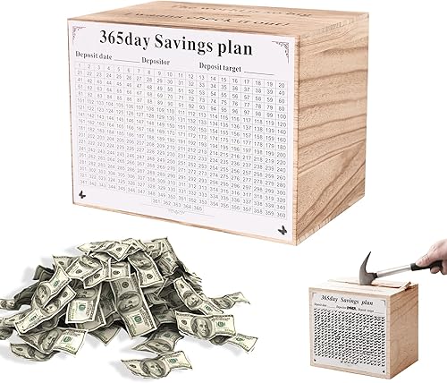 Alcancía para niños y adultos, caja de ahorro de dinero de madera, alcancía irrompible para el desafío de ahorro de dinero de $10000 $5000 $3000