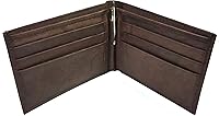 Vista 3 de Billetera de cuero para hombre con clip de dinero, plegable, compacta y plegable, Marrón