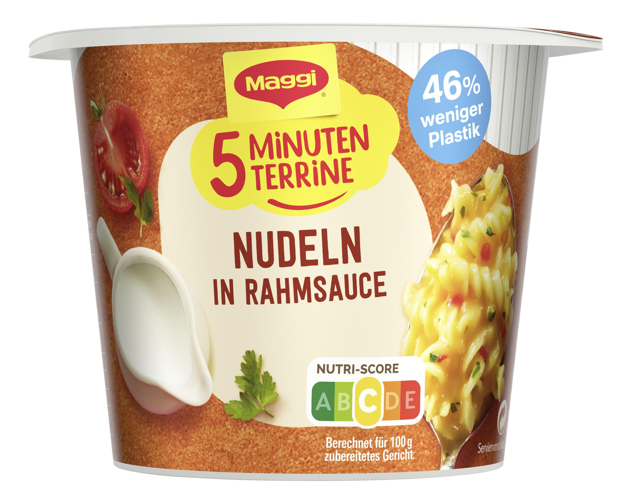 Maggi fünf Minuten Terrinen, Sortimentsbox, Leckere Fertiggerichte in 6 verschiedenen Geschmacksrichtungen, Im praktischen Becher, 48er Pack (48 Becher)