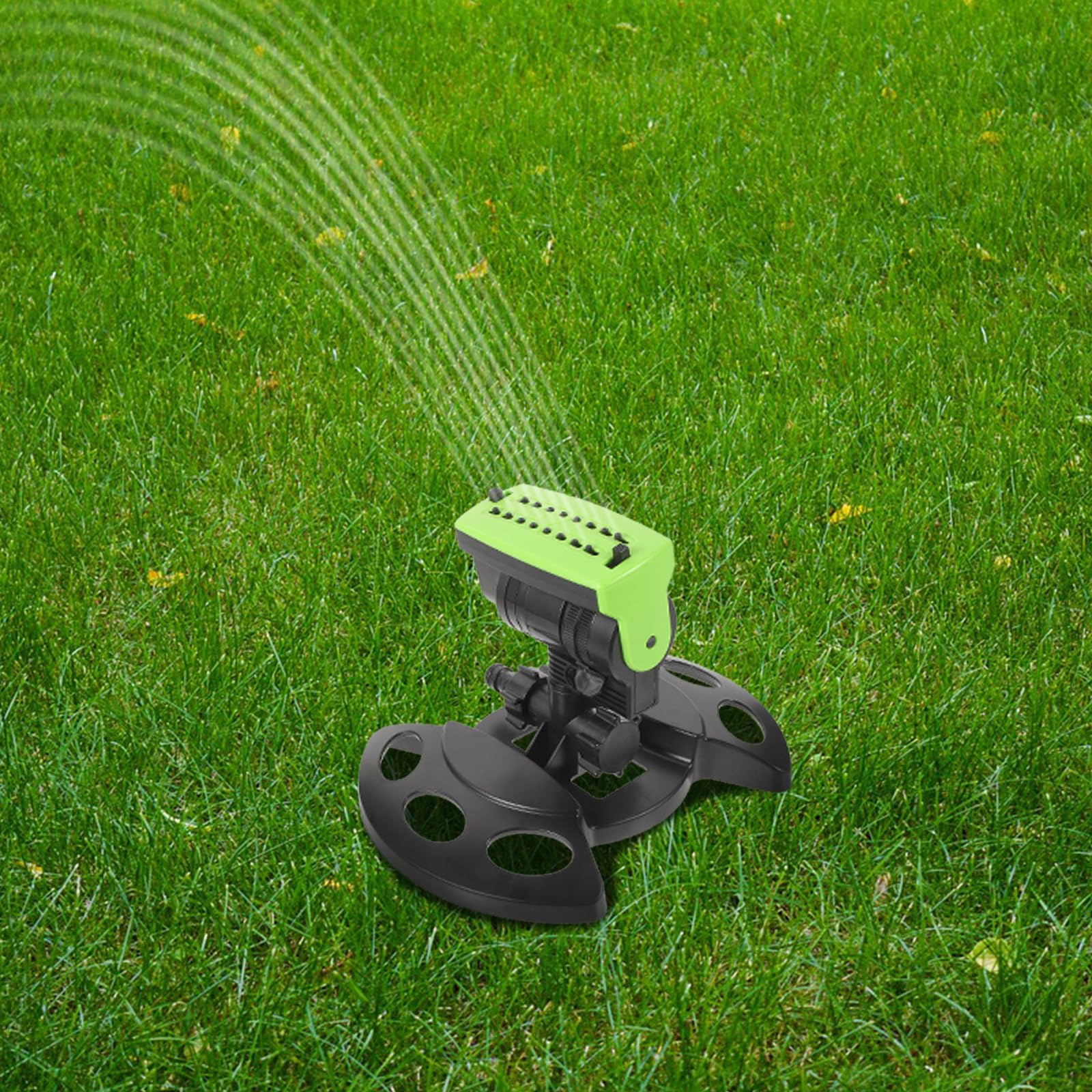 Aspersor de Césped Automático Oscilante de Plástico 16 Orificios | Caudal Regulable, Ángulo de Pulverización Ajustable, Aumenta el Área de Riego