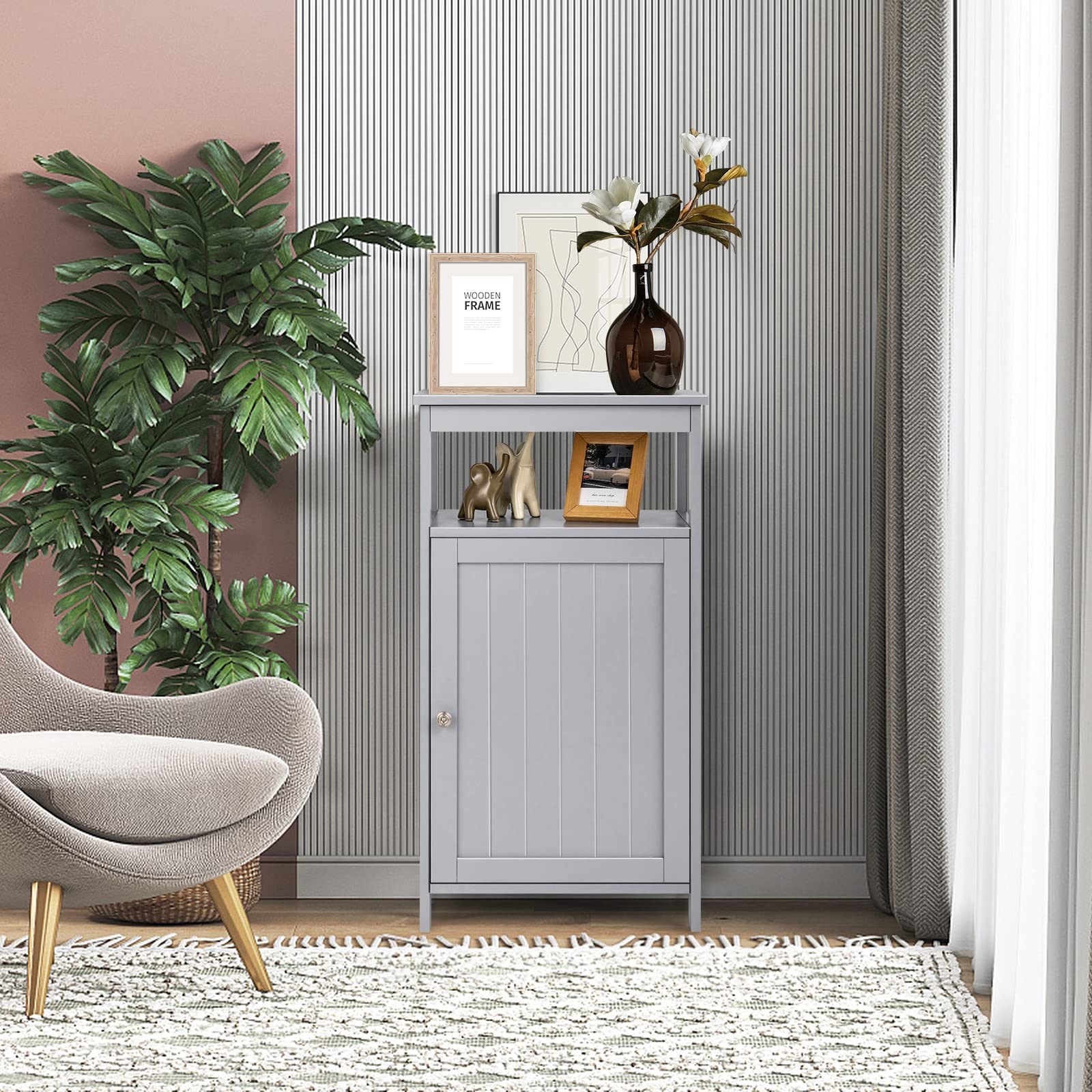 LIFEZEAL Armoire de Salle de Bain Peu Encombrante avec 1 Porte et 1 Étagère
