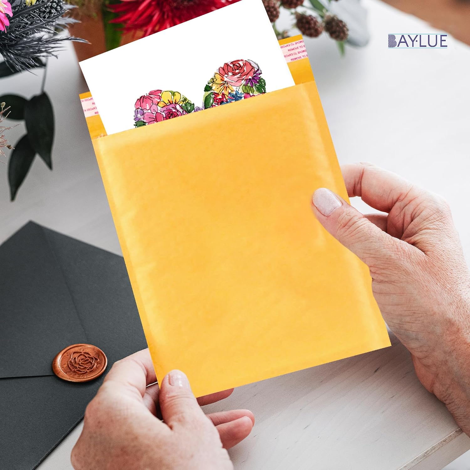 Kraft 12.5x19.5 Large Bubble Mailers #6 | Self Seal Padded Envelopes | Air Lined Cushioned Yellow Bubble Mailer | Usable Size 12.5x18 | 50 Pack Bulk | Lightweight shipping Bags