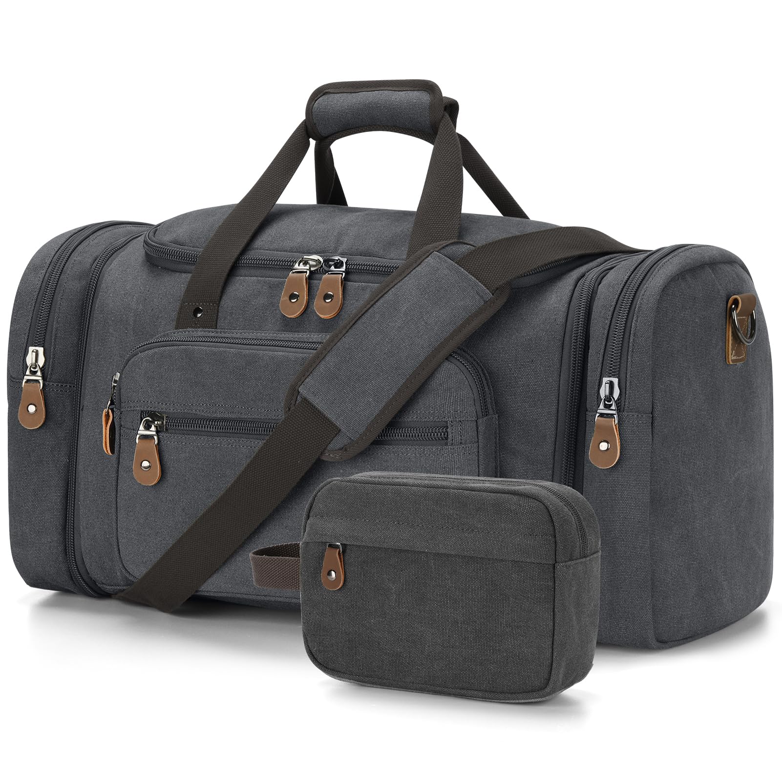 Gonex Canvas Duffle Bag, Expandable 60L Travel Overnight Weekender Bag