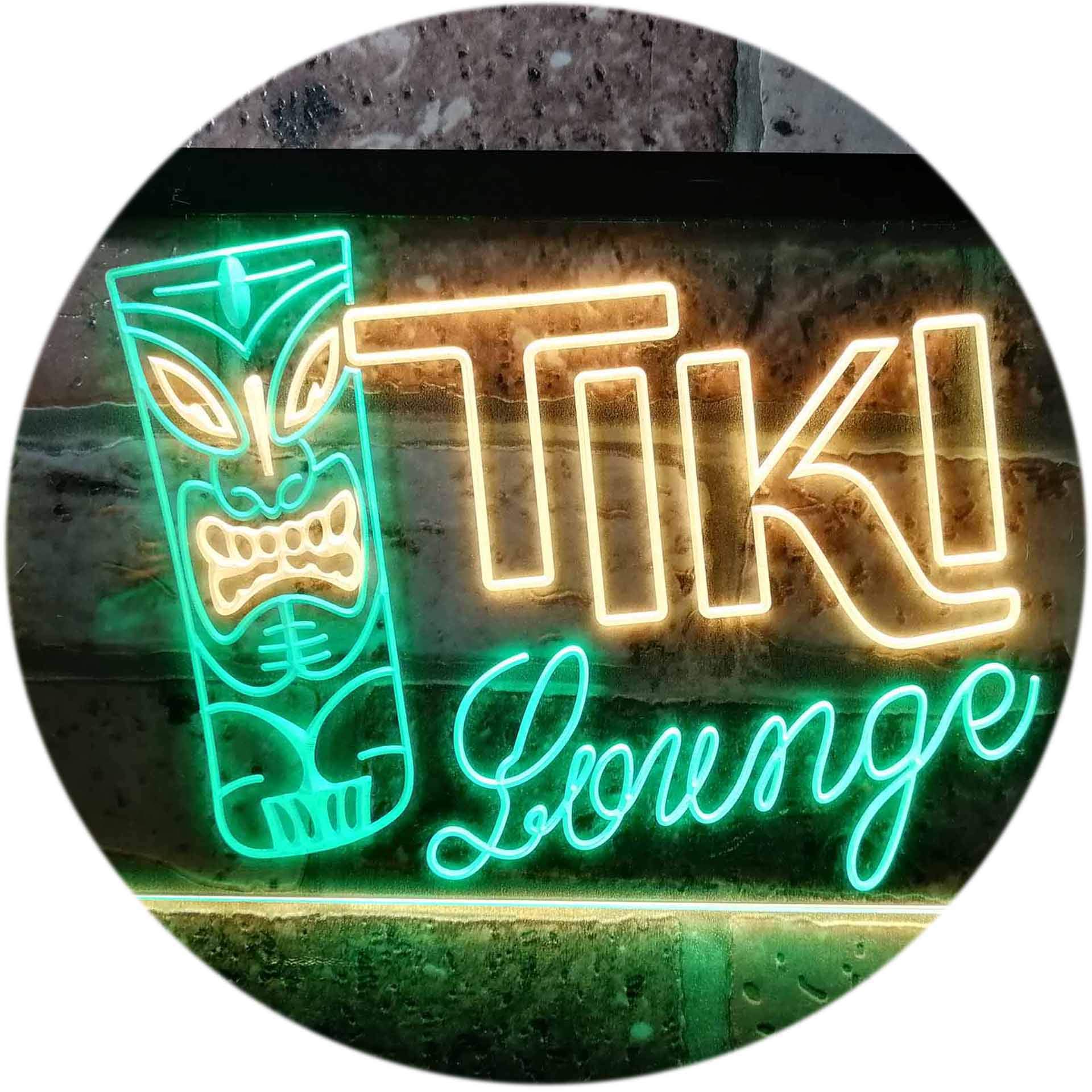 ADVPRO Tiki Lounge Bar Mask Beer Ale Pub Dual Color LED Neon Sign Green & Yellow 24