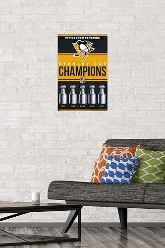Miniatura 2 de Trends International NHL Pittsburgh Penguins - Póster de pared Champions 23, 14.72 x 22.37 pulgadas, paquete de póster y montaje prémium
