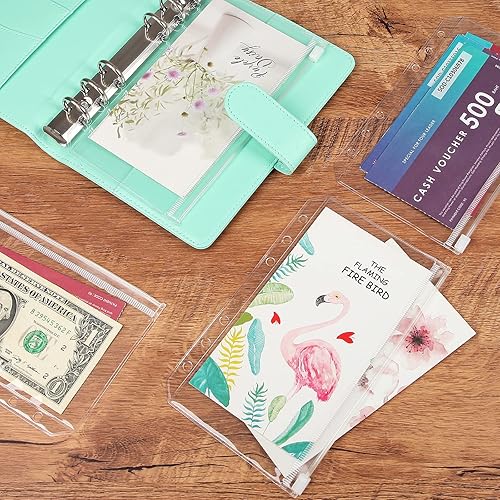 Miniatura 4 de QiXin 30 bolsillos transparentes A5 para carpeta, 6 agujeros, carpetas con cremallera, bolsas de hojas sueltas de PVC, sobres de efectivo para