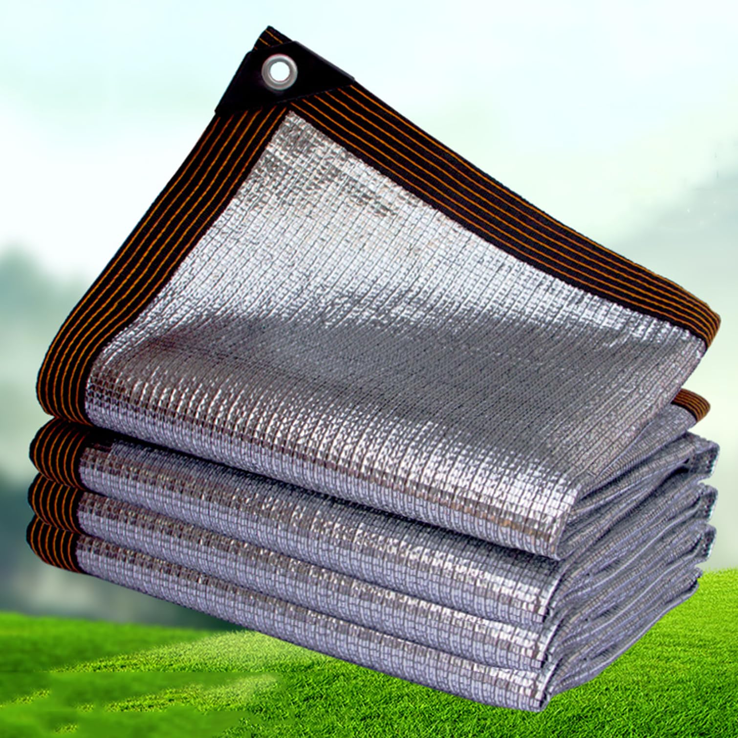 99% odblaskowa tkanina aluminiowa do ochrony cieplnej - tkanina siatkowa z oczkami, idealna na kemping, do szklarni, schroniska dla psów - 200 cm x 1100 cm, osłona przeciwsłoneczna