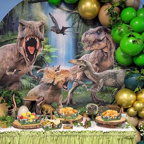 Miniatura 4 de Bandejas de papel desechables de dinosaurio, 24 piezas de suministros de fiesta de cumpleaños para palomitas de maíz, nachos, papas fritas, bandejas