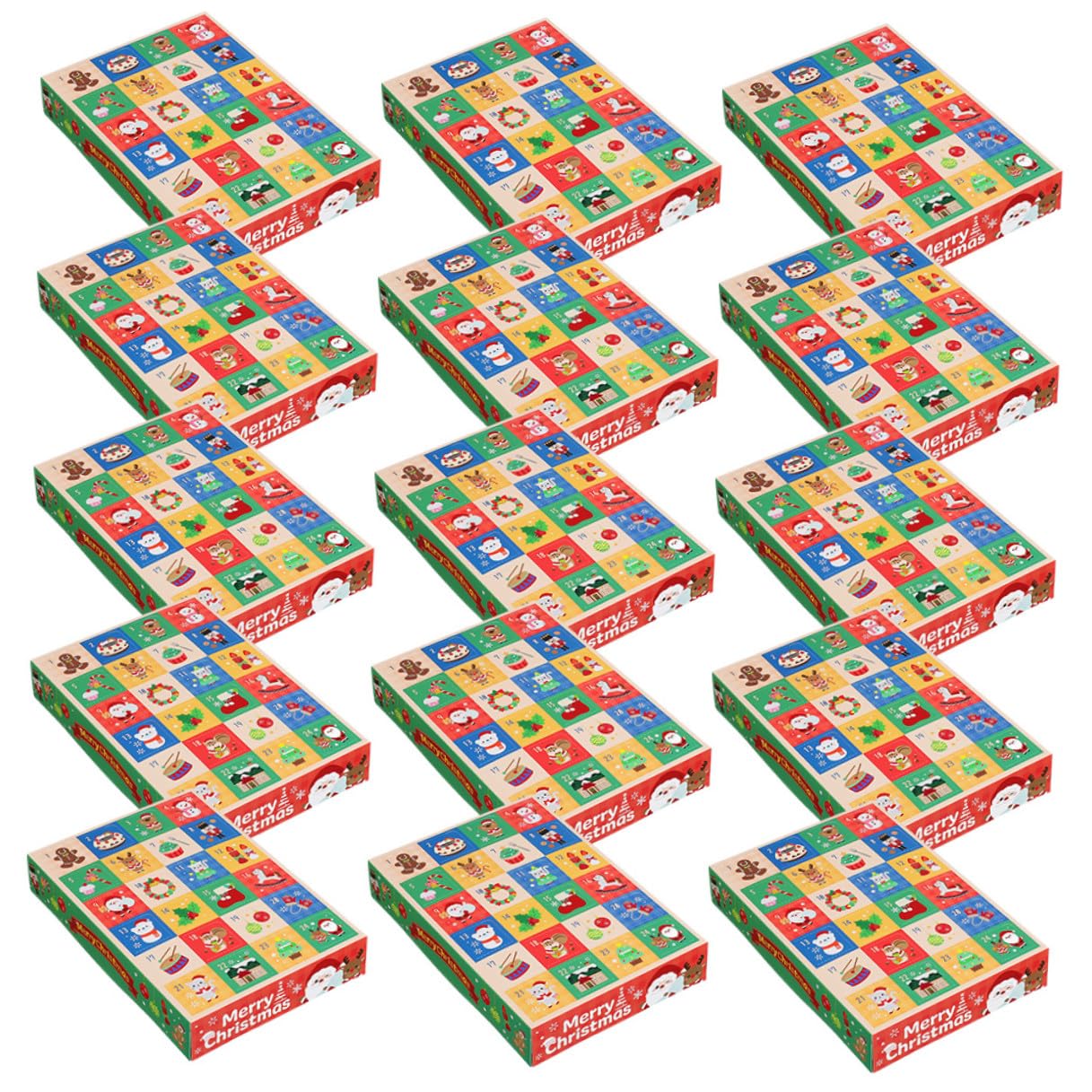 Parliky Adventskalender 15 Stück mit 24 Fächern Selbstgemacht Geschenkboxen für Weihnachtsleckereien Kleine Weihnachtsboxen zum Befüllen Weihnachtskalender für Kinder und Erwachsene