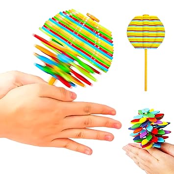 VGRASSP Spinning Candy Flower Toy for Kids - Lollipop Shaped Hand Spinner - Twisting and Rotating Colorful Flower - Stress Buster Gift for Creative - Color As Per Stock - image, photos