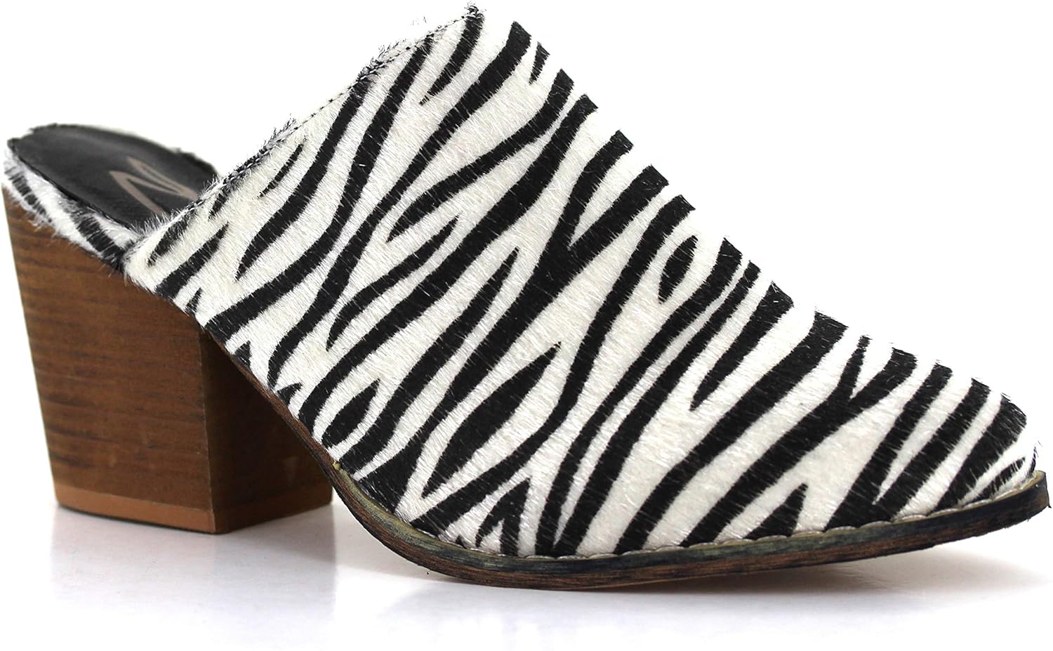 Seven7 Women's Dandy Western Mules Pointed Toe Heeled SlipOn Mule Zebra 8 Mules