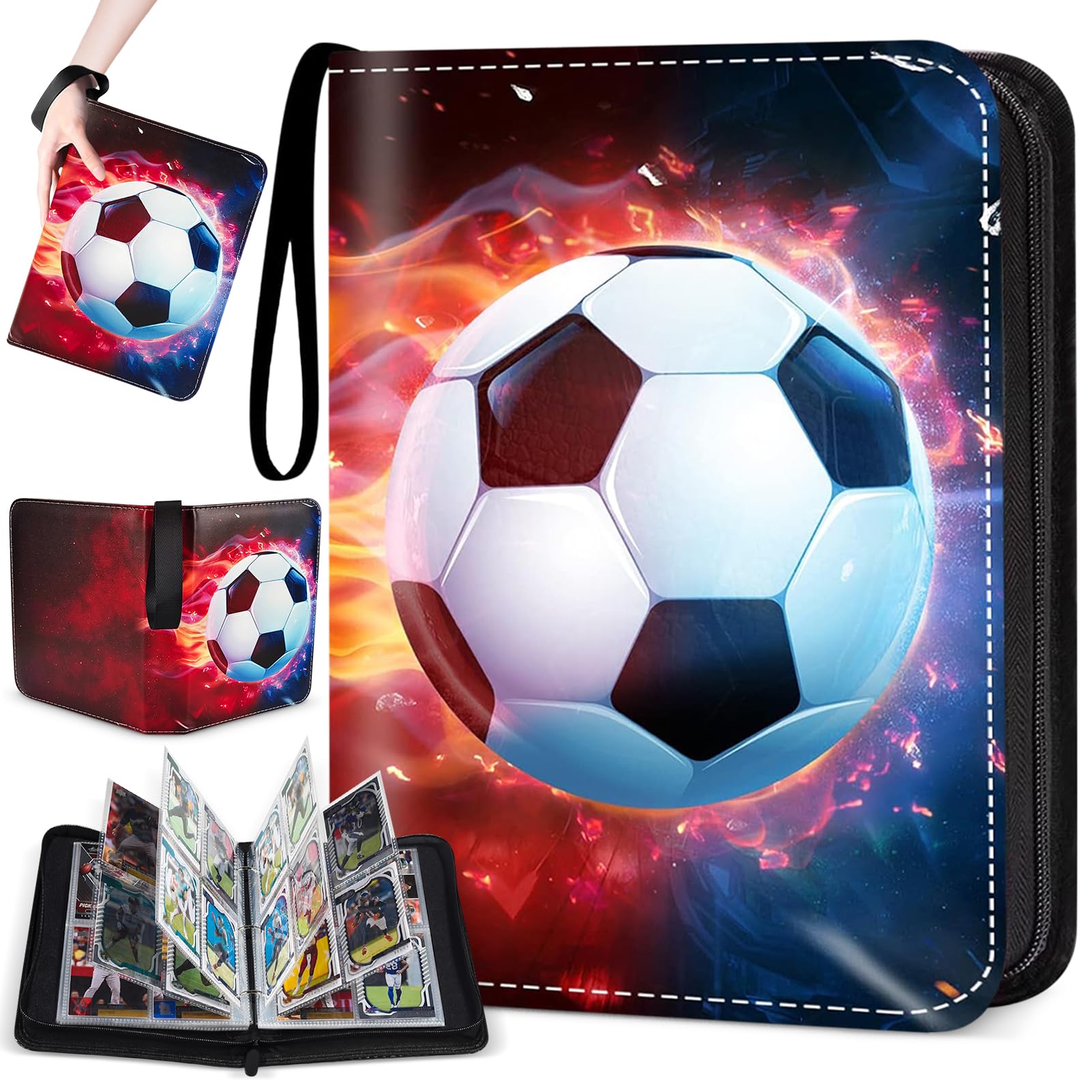 Sammelkarten Album,Sammelalbum Fußball Karten,Fussball Karten Sammelalbum,Fußball Sammelalbu Album,Sammelalbu-m Karte-n,50 Seiten 400 Kart-en,Kompatibel mit Allen Arten von Kart-en (D)