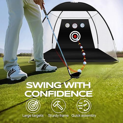 Miniatura 4 de Red de práctica de golf resistente, red de columpio de golf, redes de entrenamiento de golf de 10 x 7 pies, con objetivo y bolsa de transporte para