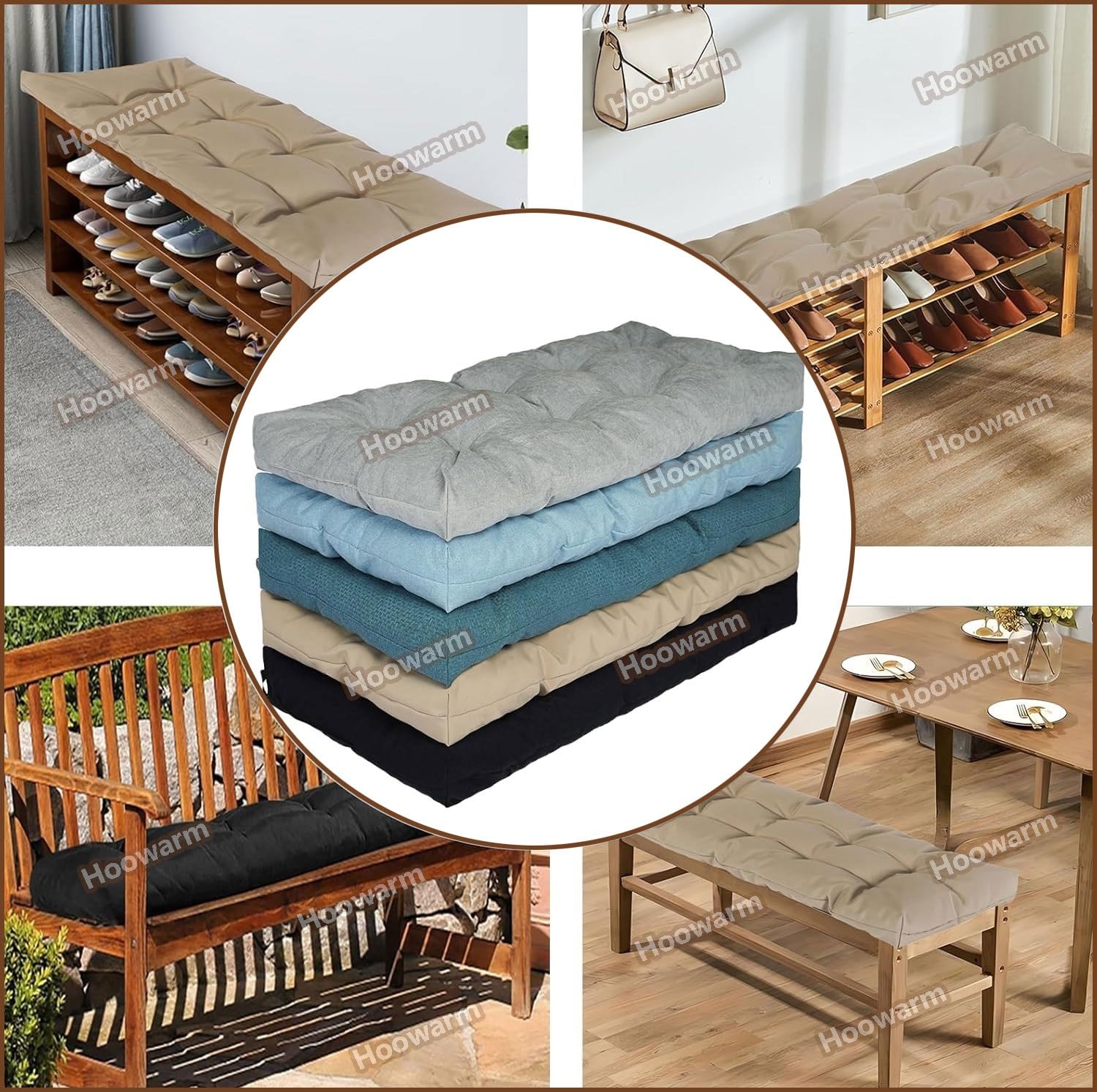 Cojín para Banco de Impermeable para Exterior Interior Muebles 120/100/90x50/40 Cojines para Banco de Jardin 8cm Espesor Antideslizante para Patio, Cocina, Columpio, Terrazas(Color5,45x95x8cm)