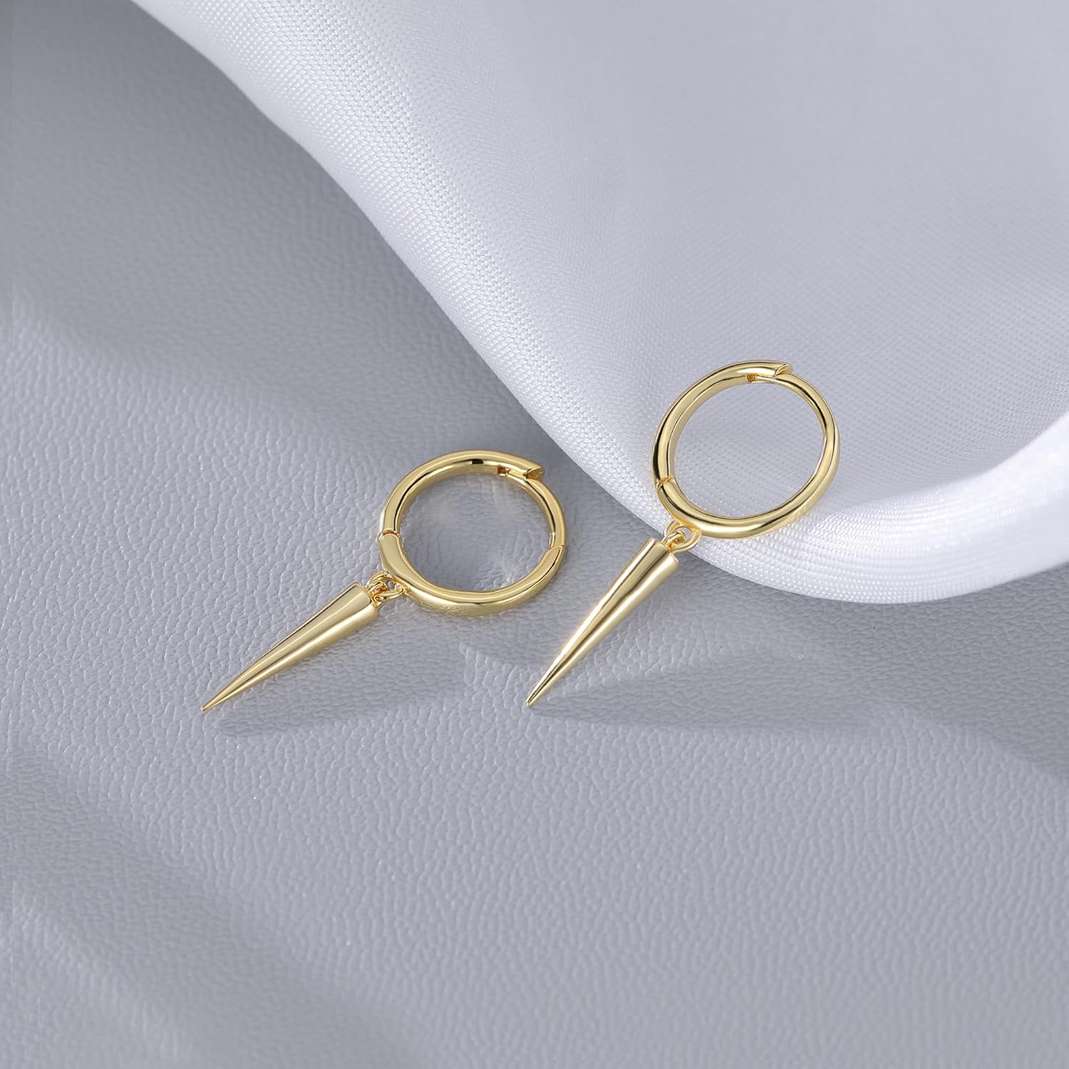 SLUYNZ Sterling Silver Spike Small Hoop Earrings for Women Teens Geometric Hoop Earrings Huggie Drop - Image 5