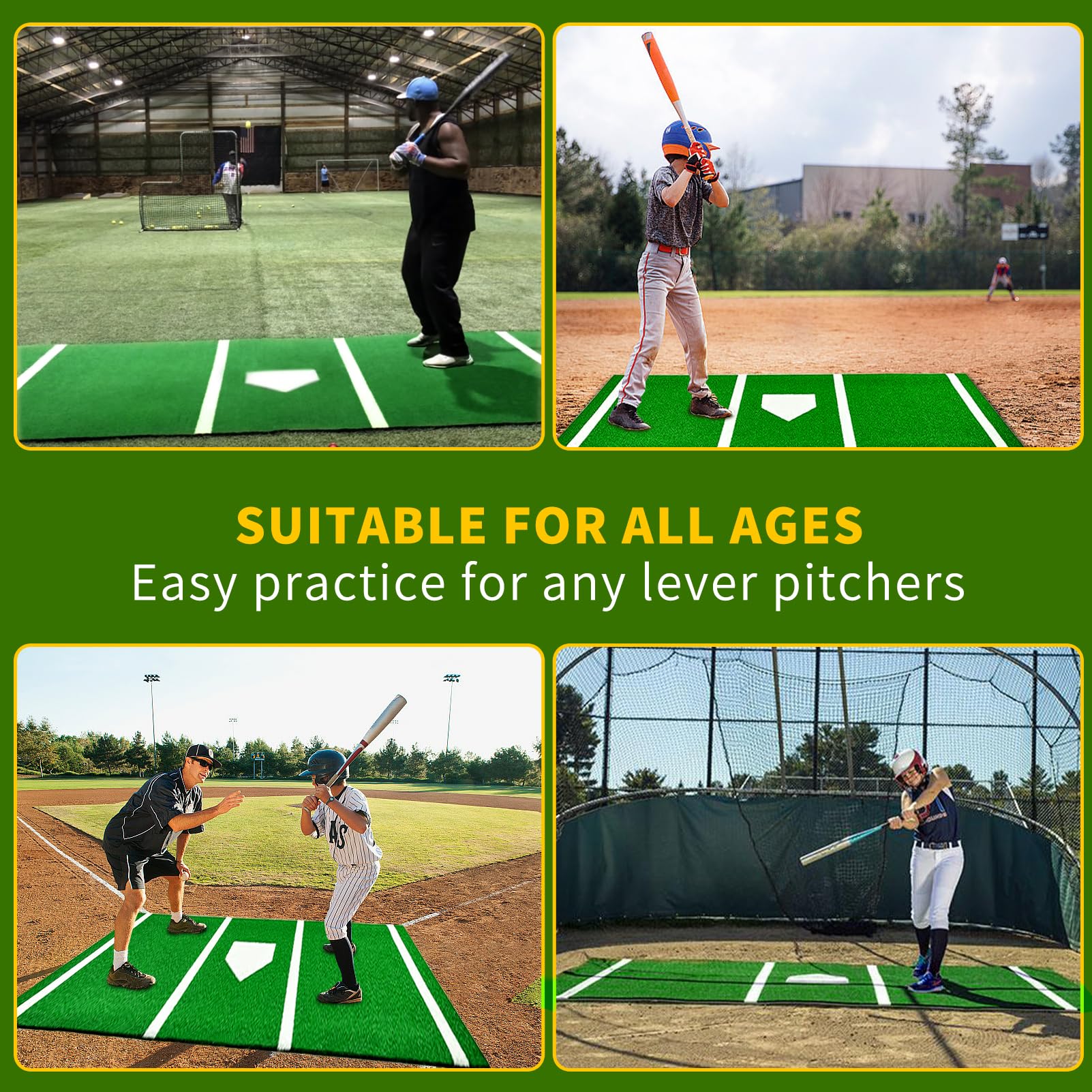 Tapis De Lancement Softball Honeypet - Antidérapant 2'x3' - Gazon Indoor/outdoor