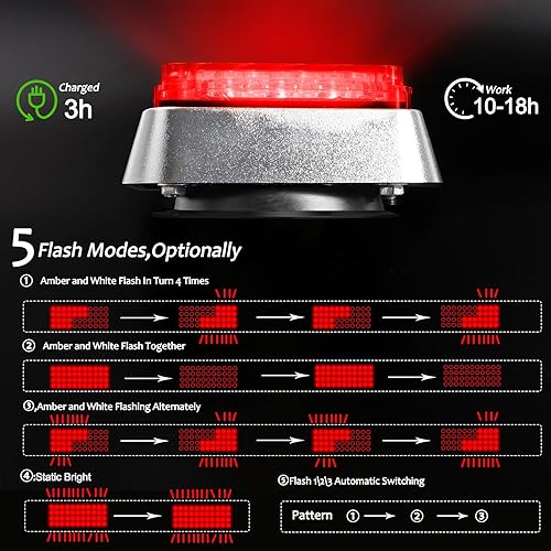 Miniatura 2 de 2 luces rojas estroboscópicas intermitentes para camiones, vehículos, superficie inalámbrica, magnéticas, portátiles, 42 LED, marcador de cola de