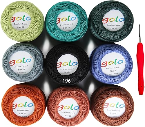 Miniatura 66 de golo Hilo de ganchillo para tejer a mano tamaño 30 hilo de tatuaje Hibiscus color-166 166-Hibiscu,oro 160,202 Azul Mar,203 Aguacate,206 verde,208