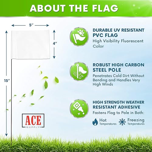 Miniatura 2 de Banderas blancas para marcar el patio, banderas invisibles de 4 x 5 x 15 pulgadas para perros, paquete de 100 unidades, marcador de entrenamiento de