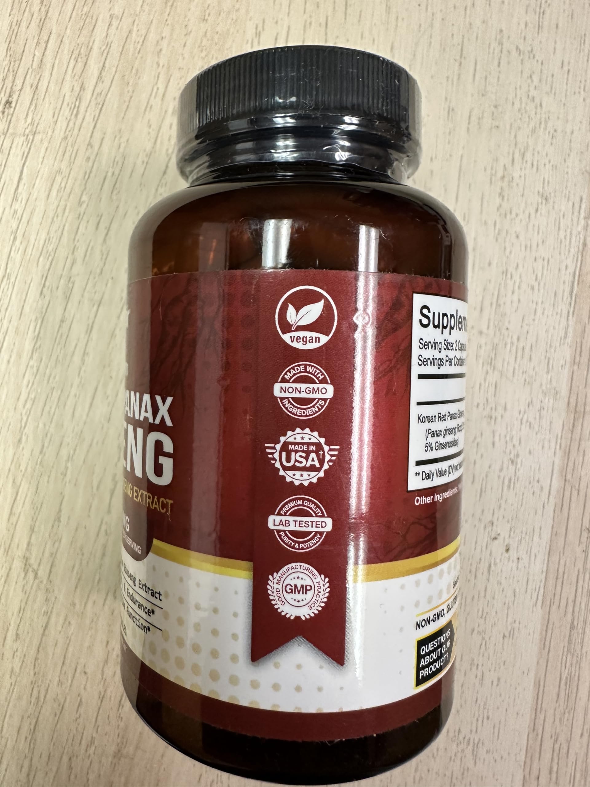 NutriFlair Korean Red Panax Ginseng 1600mg – 120 Vegan Capsules | 5% Ginsenosides | Non-GMO, Gluten-Free | Natural Energy & Focus Support | Made in USA — Amazon image 2