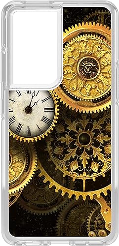 DistinctInk Funda híbrida transparente a prueba de golpes para Samsung Galaxy S21 Ultra (pantalla de 6.8 pulgadas) - Protector de pantalla de vidrio