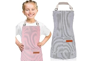 Jiuguva Red Apron Kids, Adjustable Chef Apron