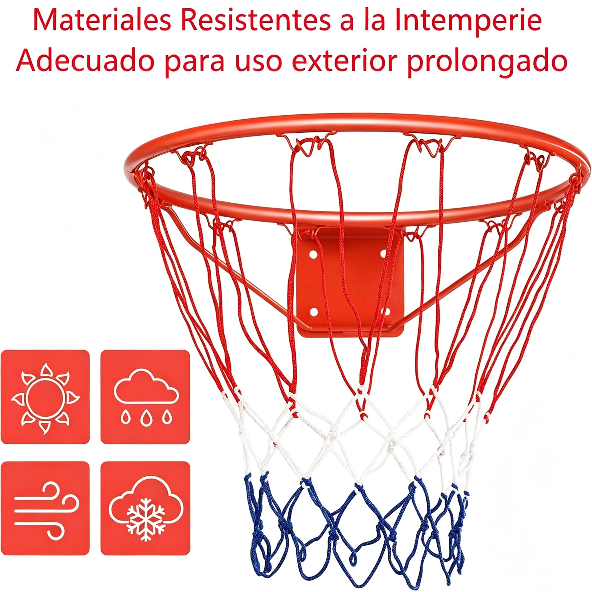 GYMAX Canasta de Baloncesto Montaje en Pared, 45 cm, Red con Anillo de Acero, Resistente Intemperie