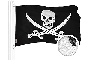 1x1.5 Ft G128 Pirate Jolly Roger Swords Flag, Embroidered 300D Polyester