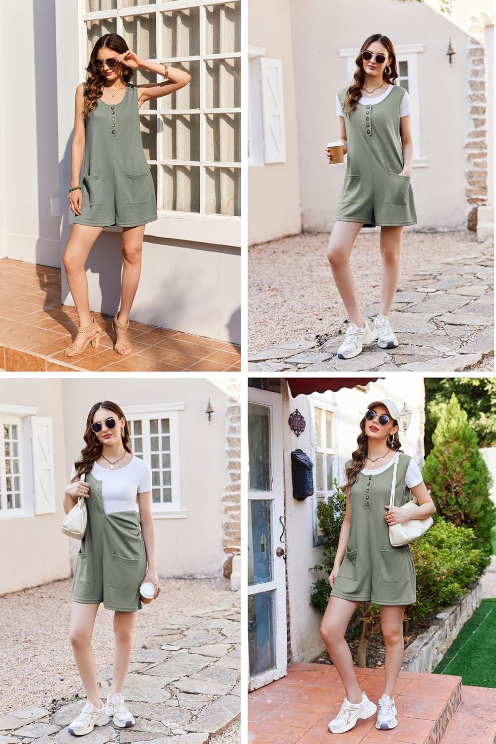 Ekouaer Rompers for Women Summer Shorts Loose Jumpsuit Waffle Casual 2026 Beach Outfits Vacation Clothes - Image 3